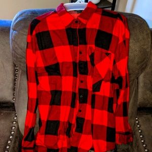 Women's buffalo plaid button down shirt